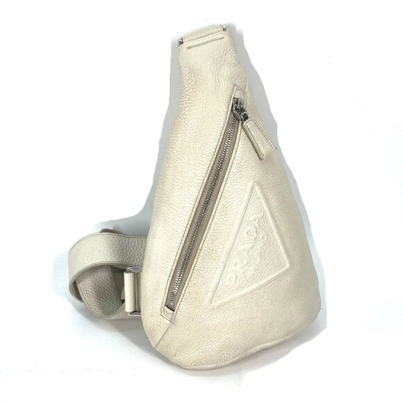 PRADA triangle logo triangle logo Cross Vitello Dino Leather Bag shoulder bag - Picture 1 of 12